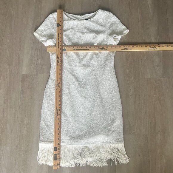 Aidan Mattox White Sequin Fringe Cocktail Dress Gatsby Glam Party Size 8 - Picture 4 of 6